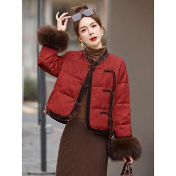 新中式國風羽絨服女今年流行爆款漂亮超好看高品質白鴨絨加厚外套