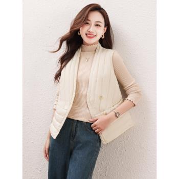 時尚氣質加厚保暖短款白鴨絨羽絨服馬甲女2025冬季新款高階感顯瘦