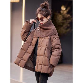 羽絨服女2024冬季新款時尚大牌高階感炸街超好看設計感配圍脖外套