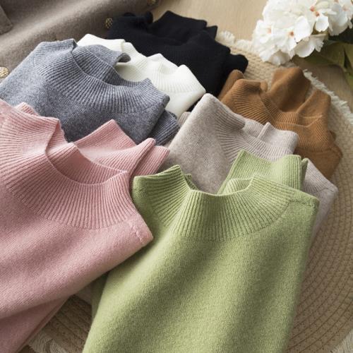 誰穿誰愛的針織毛衫！無縫一體山羊絨綿羊毛秋冬半高領長袖毛衣女