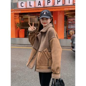 GROVE FOREVER 新款冬季法式小香風加厚外套輕奢立領寬松機車服女