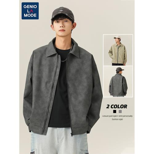 捷尼拉莫GENIOLAMODE皮衣外套男秋季短款休閑男裝痞帥行政皮夾克