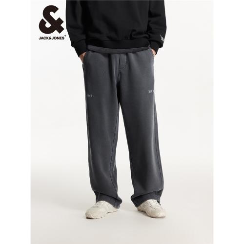 綾致杰克瓊斯冬新款時尚潮流百搭做舊水洗抽繩字母膠印束腳衛褲男