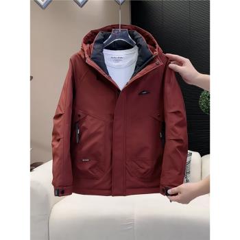 工裝羽絨服男冬季潮牌連帽2024新款白鴨絨加厚沖鋒衣男士冬裝外套