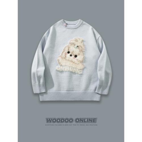 水星逆行 WOODOO 設計師品牌 休閑卡通可愛撞色 男女針織衫毛衣