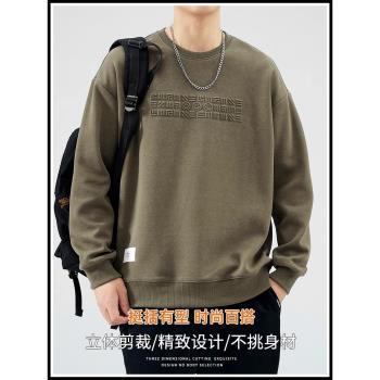 森馬重磅衛衣男生春秋季2024新款潮牌男士圓領長袖內搭上衣服男款