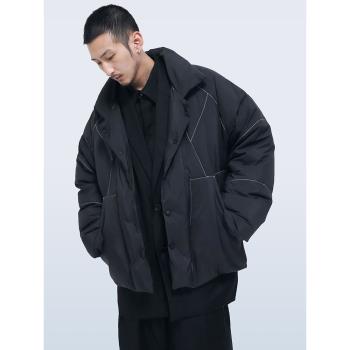 STR:DOWN JACKETS/90A白鴨絨 結構絎縫線設計 短款羽絨夾克外套