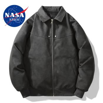 NASA男士羽絨服PU皮衣冬季美式加厚保暖棉衣棉襖痞帥鴨絨大碼外套
