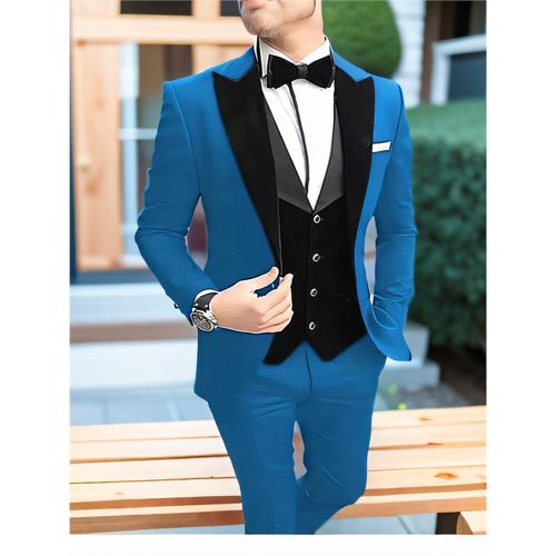 宴會禮服套裝時尚新款男士西裝三件套高級感商務套裝新郎結婚西服