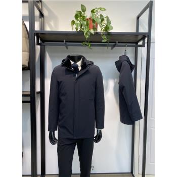 水貂毛內膽可脫卸男士派克服外套商務休閑保暖羽絨服上衣領佐品牌