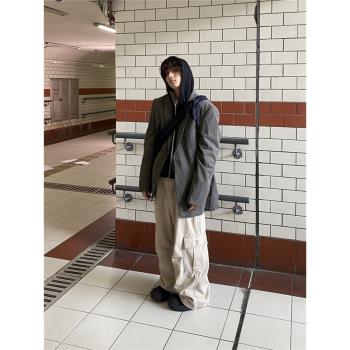 longroad 水洗灰重磅美式復古西裝外套男女款休閑百搭西服上衣
