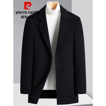 皮爾卡丹羊毛呢大衣男短款冬季加厚商務休閑羊絨呢子西服風衣外套
