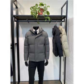 24年冬季新品男士短款羽絨服外套休閑厚款可脫卸帽鴨絨服領佐品牌