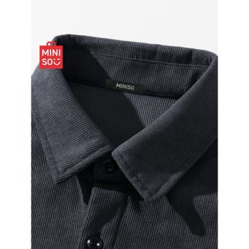 MINISO/名創優品襯衫男款秋季內搭長袖冬季加絨燈芯絨襯衣外套男A