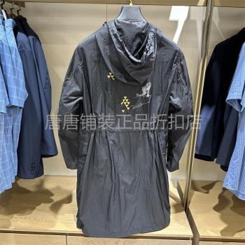 雅戈爾中長款休閑黑色輕薄風衣