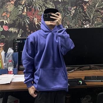 bboy嘻哈加厚美式套頭帽衫hiphop說唱美式重磅純色連帽衛衣