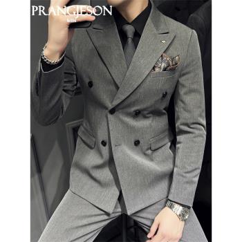 秋冬款男套裝英倫風新郎休閑禮服