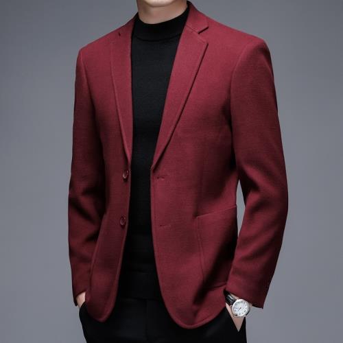 2022新款休閑西裝男春秋大紅色單西本命年商務外套男中年韓版西服
