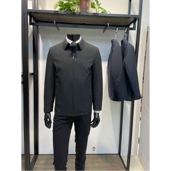 回饋款黑色男士翻領羽絨服白鴨絨填充內膽可脫卸外套LENZON領佐