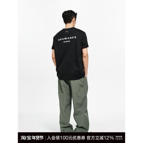 Unawares. HOMME系列 男女同款 品牌LOGO立體牙刷繡T恤棉短袖長袖