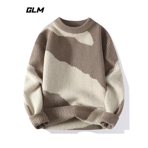 森馬集團GLM秋冬新款慵懶風圓領潮流保暖加厚寬松套頭毛衣 男外套