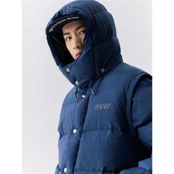 YKHD 可拆卸袖子90白鴨絨冬季高充絨保暖連帽馬甲羽絨服外套男潮