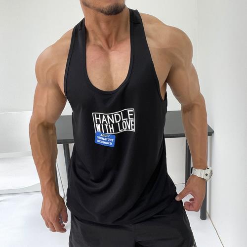 細肩帶挖背速干背心！運動健身寬松性感無袖T恤肌肉男優良成衣