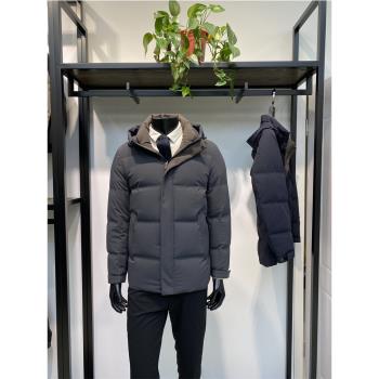 24年冬季新品男士連帽羽絨服外套防風保暖鴨絨服上衣LENZON領佐