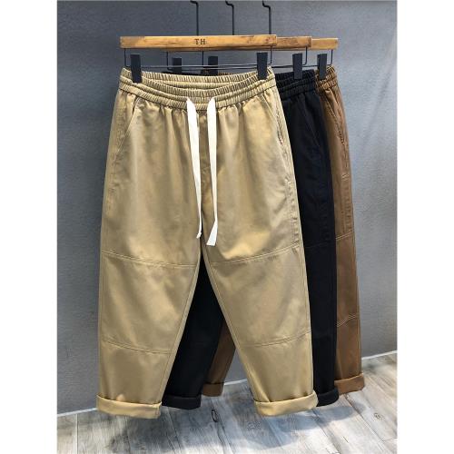 港版高支高密斜紋重磅純棉工裝褲男士春季寬松直筒休閑褲大碼長褲