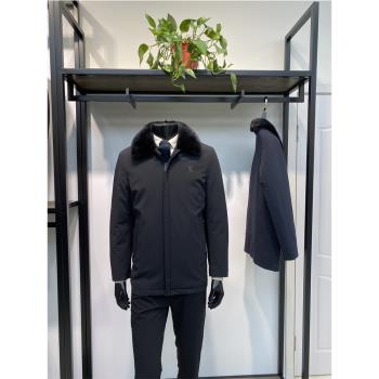 鵝絨內膽可脫卸男士翻領羽絨服外套水貂毛領可拆卸保暖上衣領佐