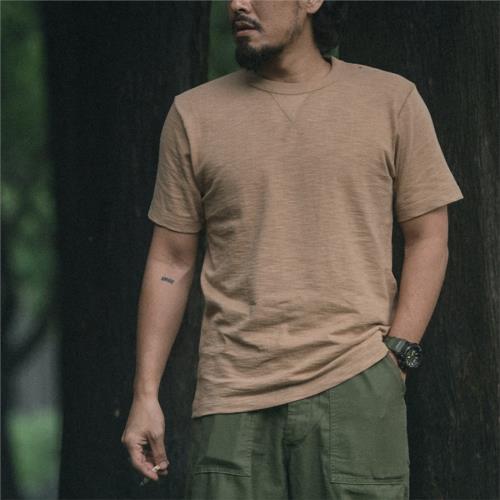 NON STOCK 300g重磅美式復古純棉短袖T恤衫 男士素色運動打底TEE