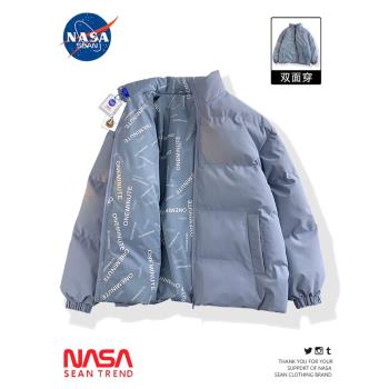NASA聯名雙面穿羽絨服男冬季新款潮牌情侶棉服外套立領加厚棉襖