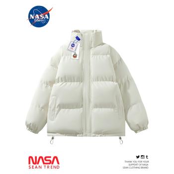 NASA聯名純色立領羽絨服男冬季潮牌加厚棉襖麵包服情侶棉服外套