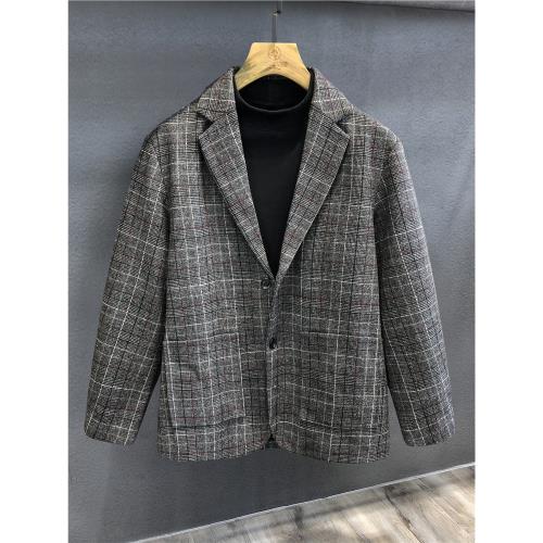 專柜輕熟風復古格紋重磅毛呢大衣男士羊毛外套秋冬呢子西裝男夾克