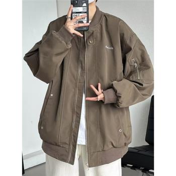 美式街頭飛行員夾克男女春秋季ins潮牌寬松情侶hiphop棒球服外套