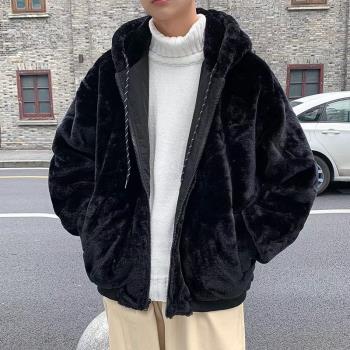 潮牌兩面穿冬季加厚羊羔毛棉服