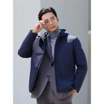波司登羽絨服男2024秋冬季新款男短款商務休閑連帽外套B40134155