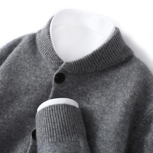 羊絨針織開衫男時尚山羊絨衫高級感輕奢軟糯上衣時尚寬松毛衣外套