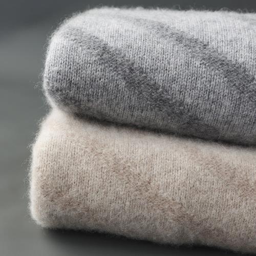 高端圓領羊絨衫男時尚山羊絨冬季拼色保暖套頭打底中青年加厚毛衣