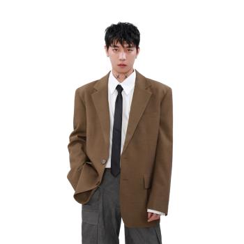 MRNEARLY美式休閑西服2024新款高階感痞帥秋季寬松復古西裝外套男