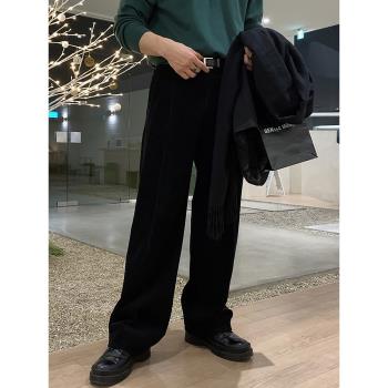 碧舍燈芯絨垂墜感韓版時尚長褲