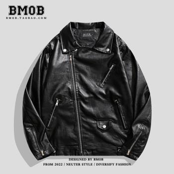 BMOB秋冬男皮衣高階感痞帥機車服潮流皮夾克美式休閑飛行員皮外套