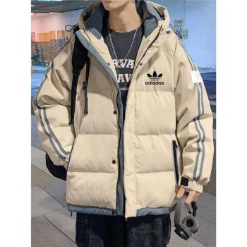 2024年冬季新款男士羽絨服棉服學生青少年連帽加厚保暖情侶外套潮