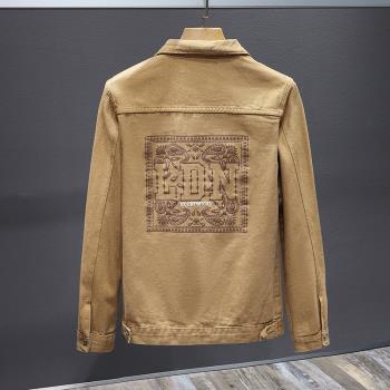 潮牌水洗復古牛仔外套男士春秋季新款潮流工裝夾克男生韓版上衣服