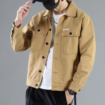 秋冬季牛仔外套男寬松潮牌2022新款美式工裝夾克春秋痞帥休閑上衣
