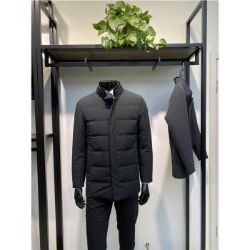 水貂內膽可脫卸男士立領尼克服外套牛奶絲水貂領羽絨服LENZON領佐