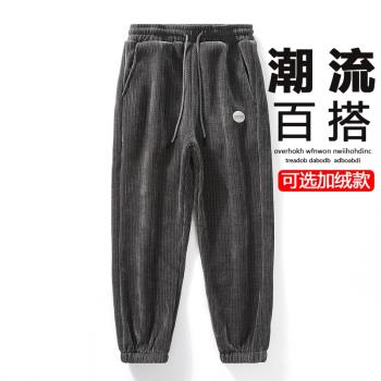 重磅雪尼爾燈芯絨寬松加肥束腳褲