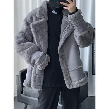 加厚鹿皮絨青年冬季炸街外套棉衣