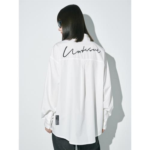 NICEBAD(原WORKSOUT)(WKST)基礎刺繡白色襯衫長袖男女內搭簡約