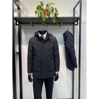 兔毛內膽可脫卸男士尼克服外套商務保暖羽絨服LENZON領佐24年新品